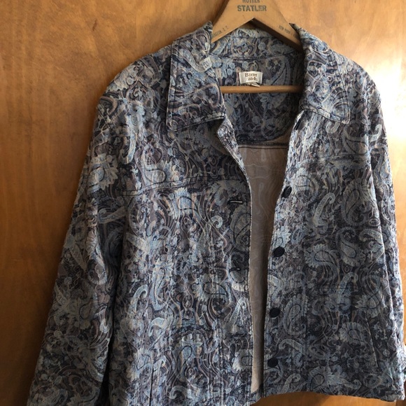 Baxter & Wells Vintage 90's Blue Floral Paisley Embroidered Jacket Boho Artsy XL - Picture 9 of 16